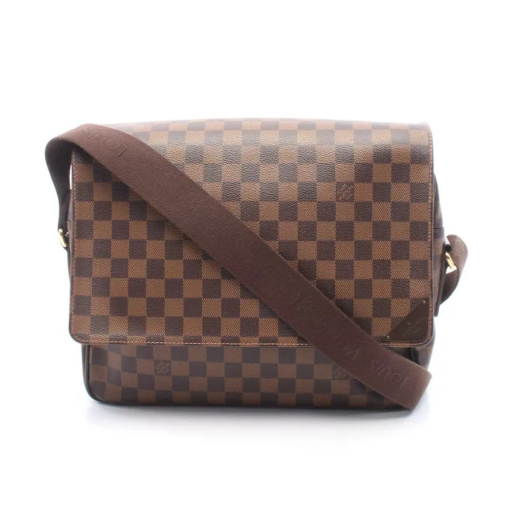 Louis Vuitton Shelton Damier Canvas Leather Shoulder Bag Ebene Brown